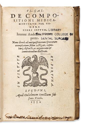 Galen (129-circa 210 CE) De Compositione Medicamentorum per Genera Libri Septem.